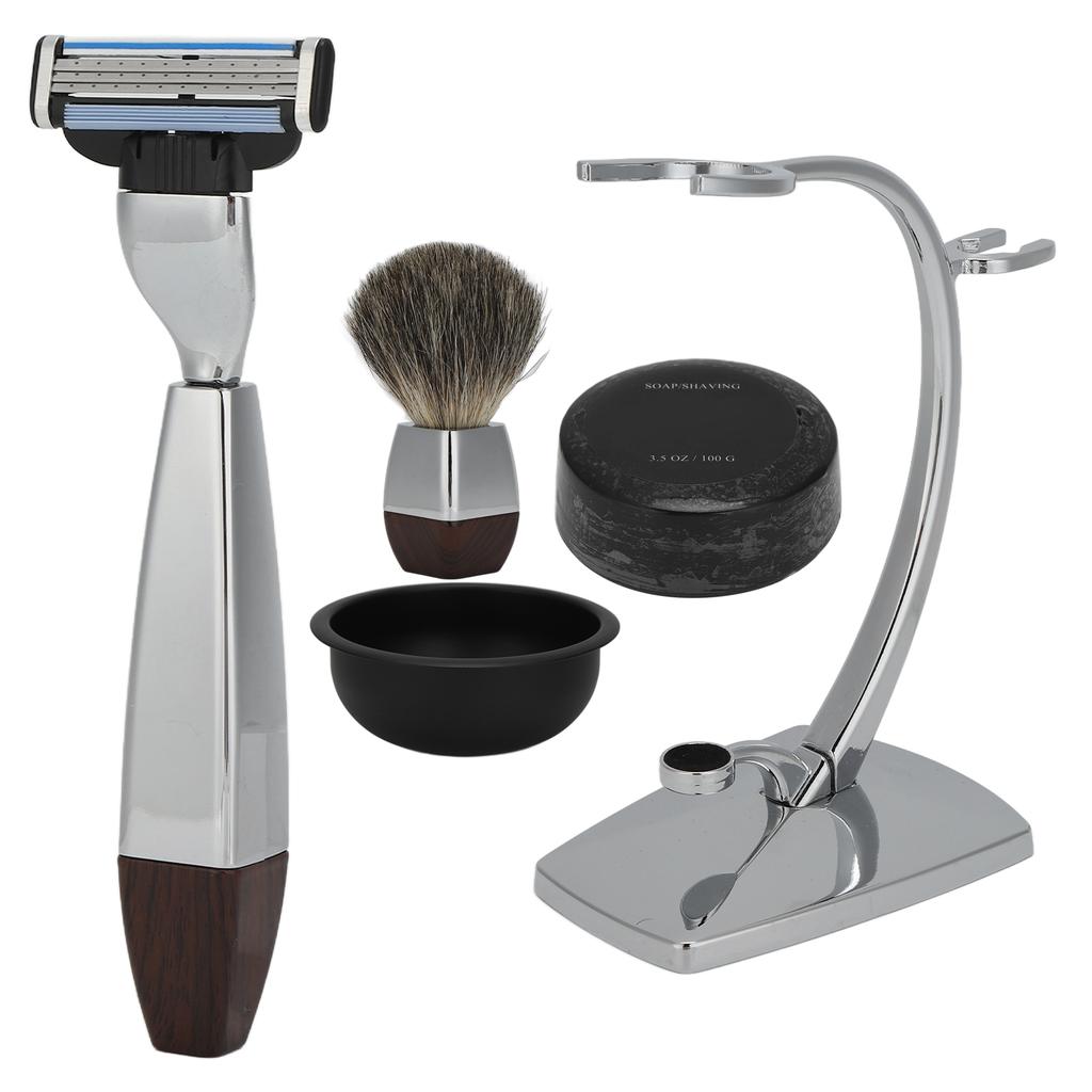 5PCSSet Manual Men Shaving Kit 100g Soap Razor Shave Brush Bowl Stand Holder