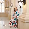 Indonesia Cross-Border Amazon Middle East Print Robe Female DUBAI Turkish Robe A- line Long Dress Dresses