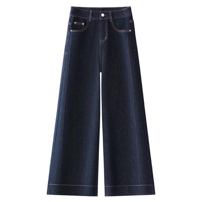 

Women s Retro Dark Blue Wide-Leg Jeans - Slim-Fit, Spring & Autumn Style. S