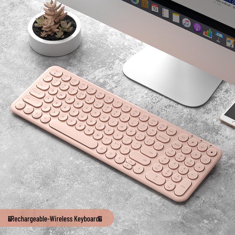 BOW Silent Wireless Keyboard & Wired Mouse Set, Bluetooth Compatible for Women's Office Use, Laptop & Desktop