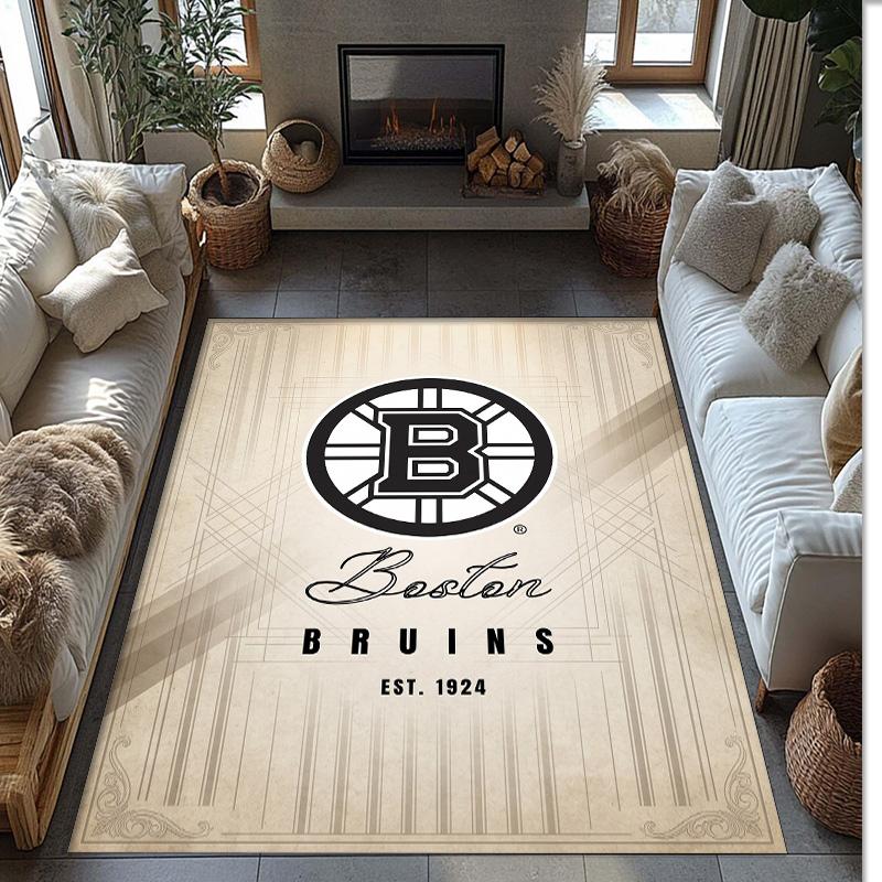 Tappeto in Velluto di Cristallo Boston Bruins Morbido Anti?Tappetino Antiscivolo Comodo per Casa Soggiorno Camera da Letto Tappeto Decorativo