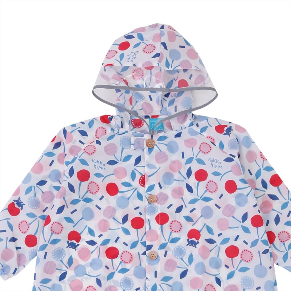Ogawa Kukka Hippo Reflective Backpack with Storage Adjustable Tucks for Wearing Over a 83388 Kids' Raincoat, 110cm, (Cherry) Design, Tape,