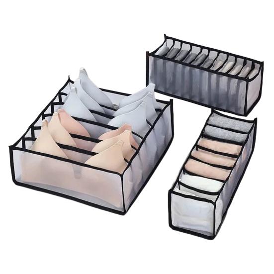 1/3Pcs Underwear Storage Bag Socks Bra Organizer Multiple Compartments Transparent Breathable Mesh Closet Storage Bag