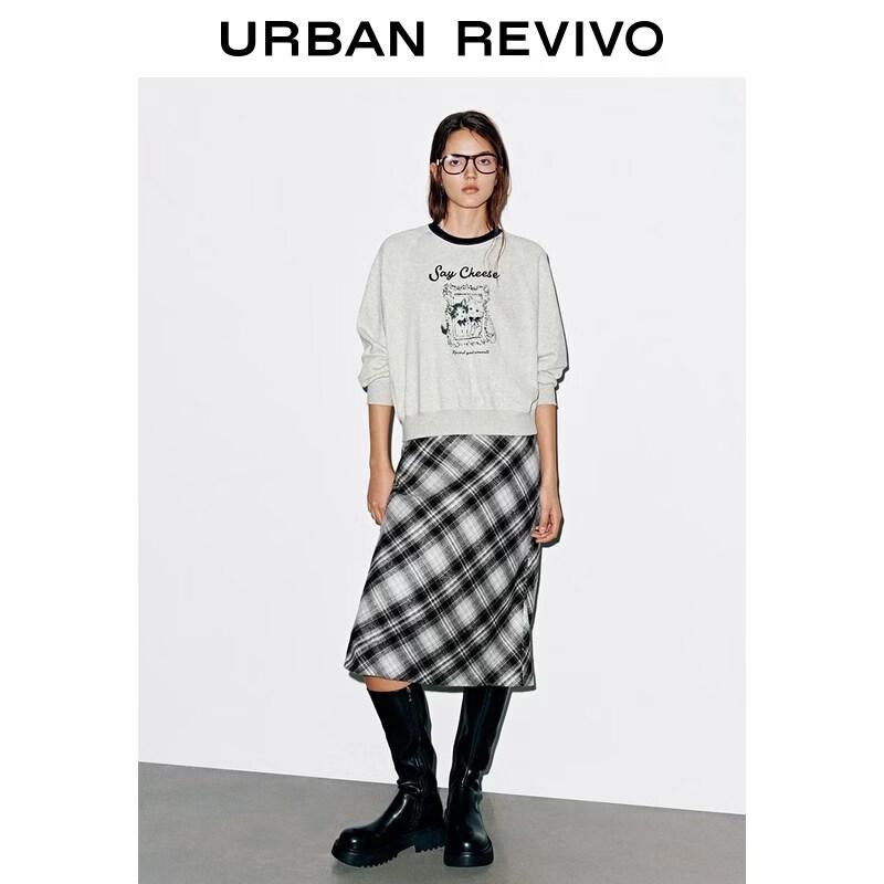 UR Women's Casual Color-Block Short Sweatshirt with Cute Pet Print