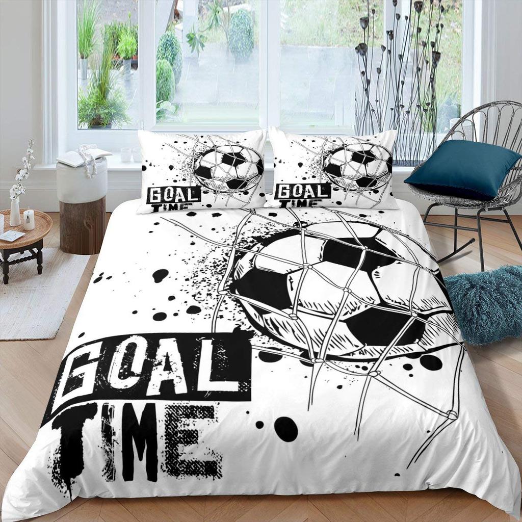 Fotbal Soft Duvet Cover Set Socer Bal Patern Sports Theme Beding Set Microfiber Colorful Grunge Style Double King Comfortable Quilt Cover