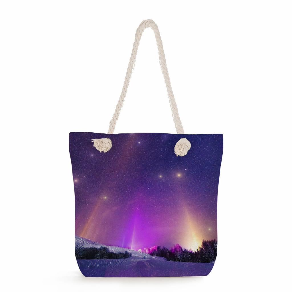 Starry Sky Print Thick Rope Single-shoulder Beach Bag 7229 CLE