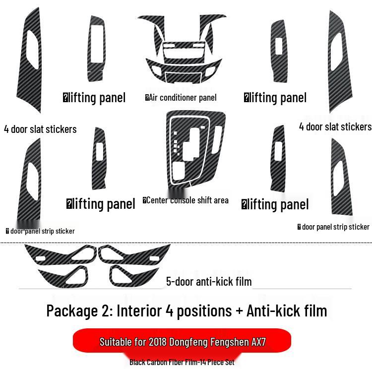 Dongfeng Fengshen AX7 Interior Carbon Fiber Center Console Protective Sticker: Fits 18 Models