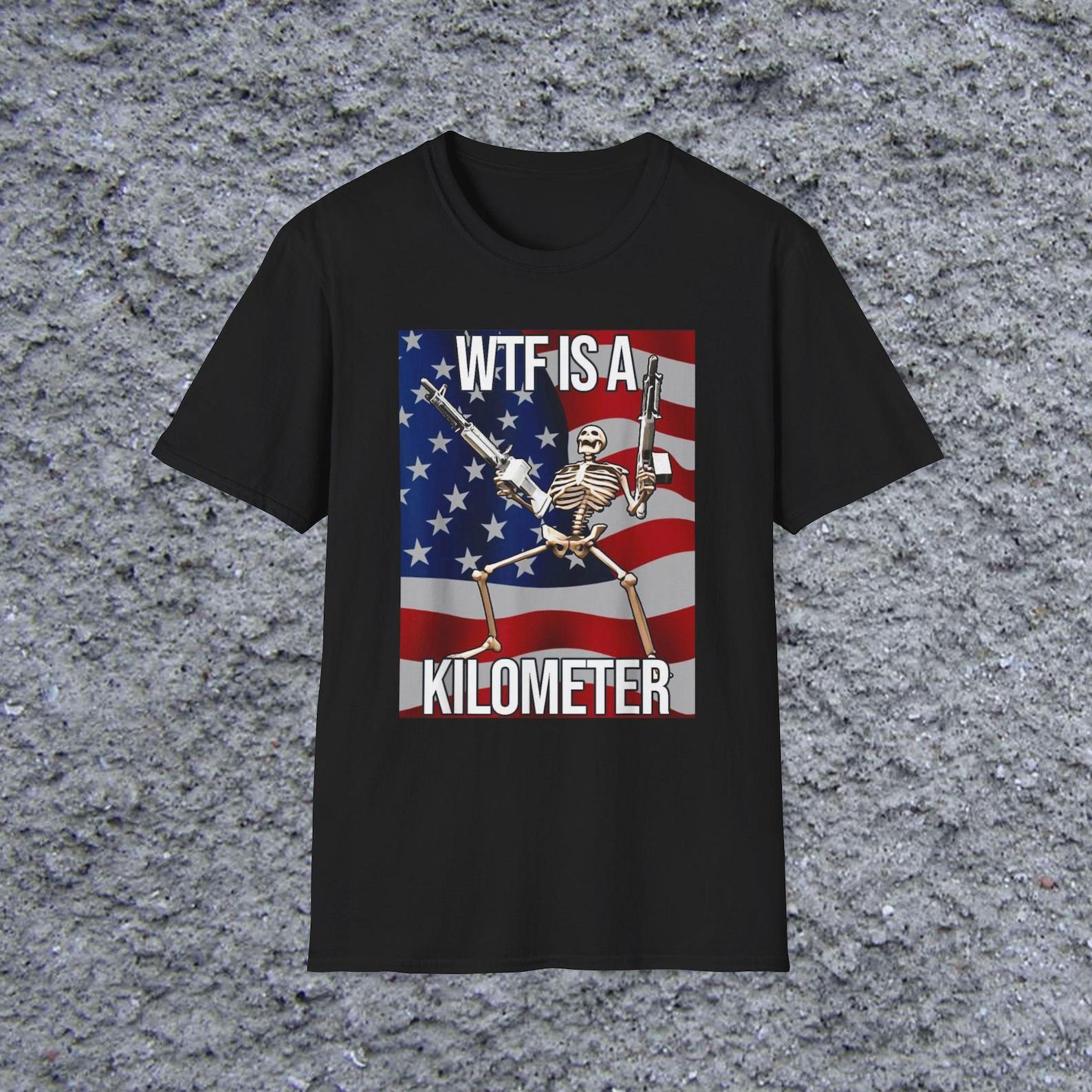 Skeleton American Flag T-Shirt, Funny Meme Sarcastic Joke Tee M