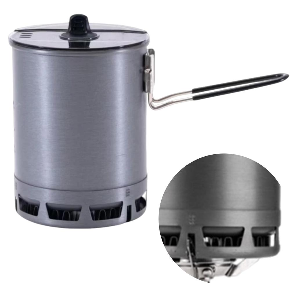 Cookware Camping Pans with Folding Handle Gas Stove Lid Aluminium Camping Pot with Heat Exchanger for Hiking Travel Camping