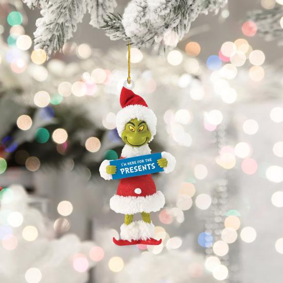 Christmas Pendant Creative Shape Adorable Appearance Lanyard Design Wide Application Easy To Hang Grinch Character Xmas Tree Hanging Decoration