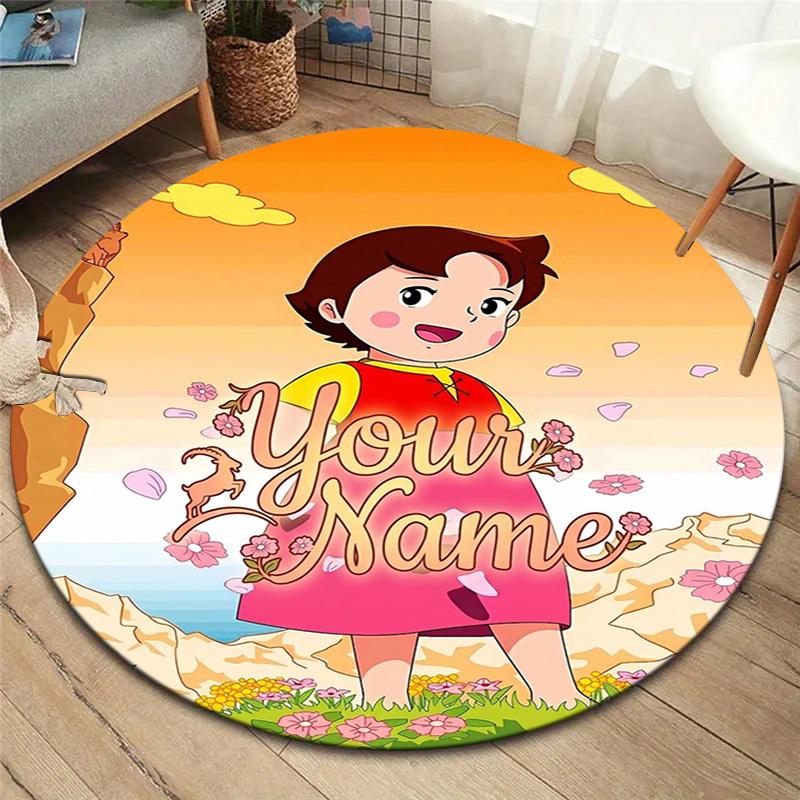 Autumn Harvest Journey Custom Name Round Area Rug Carpet Rug For Living Room Bedroom Sofa Playroom Decor Nonslip Floor Mat