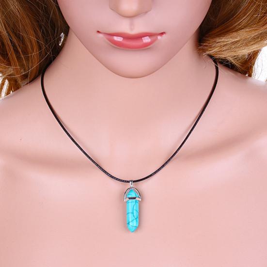 Přívěsek provazový náhrdelník z umělého kamene přírodního křemene na čakry Reiki