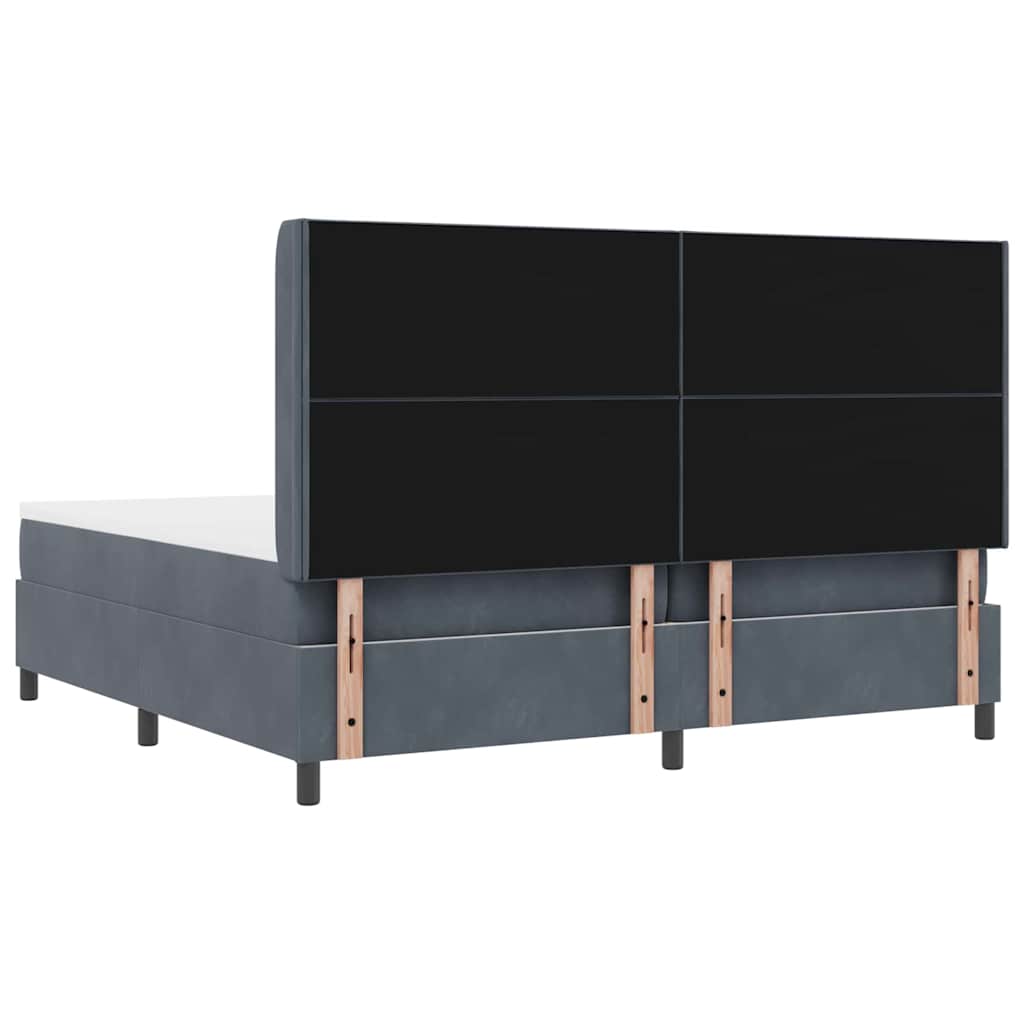 Box Spring Bed with Headboard Dark Grey 200 x 200 cm Velvet