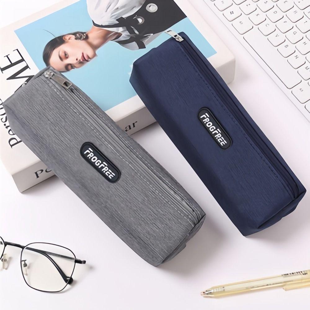 Canvas Pencil Bags Solid Color Stationery Pouch Modern Pen Storage Bag  for Student Kids