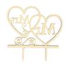 Wooden Wedding Cake  Topper Simple Mr&mrs Letter Love Shape Birthday Weddings Engagements Anniversary Party Cake Decoration Card