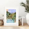 Poster Ragazza Yoga Tela Stampata Arte Murale Illustrazioni Piante Tropicali Disegni Immagini