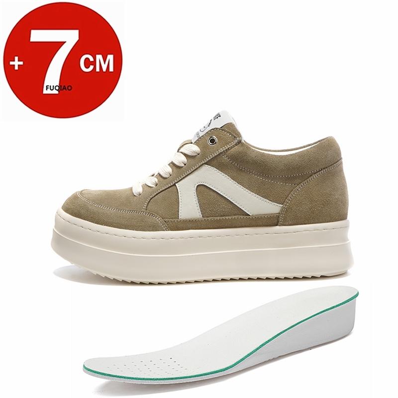 

Мужские повседневные кожаные туфли на платформе со скрытой вставкой для увеличения роста на 7 см, удобные лоферы, модные кроссовки на толстой подошве 44