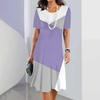3D Geometric Stripe Print Elegant Women's Short-sleeved Summer Dress