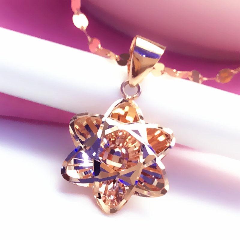 Purple Gold Hollowed-Out Super Flash Flower Plated Rose Gold Trendy Fashion Colored Gold Pendant Necklace