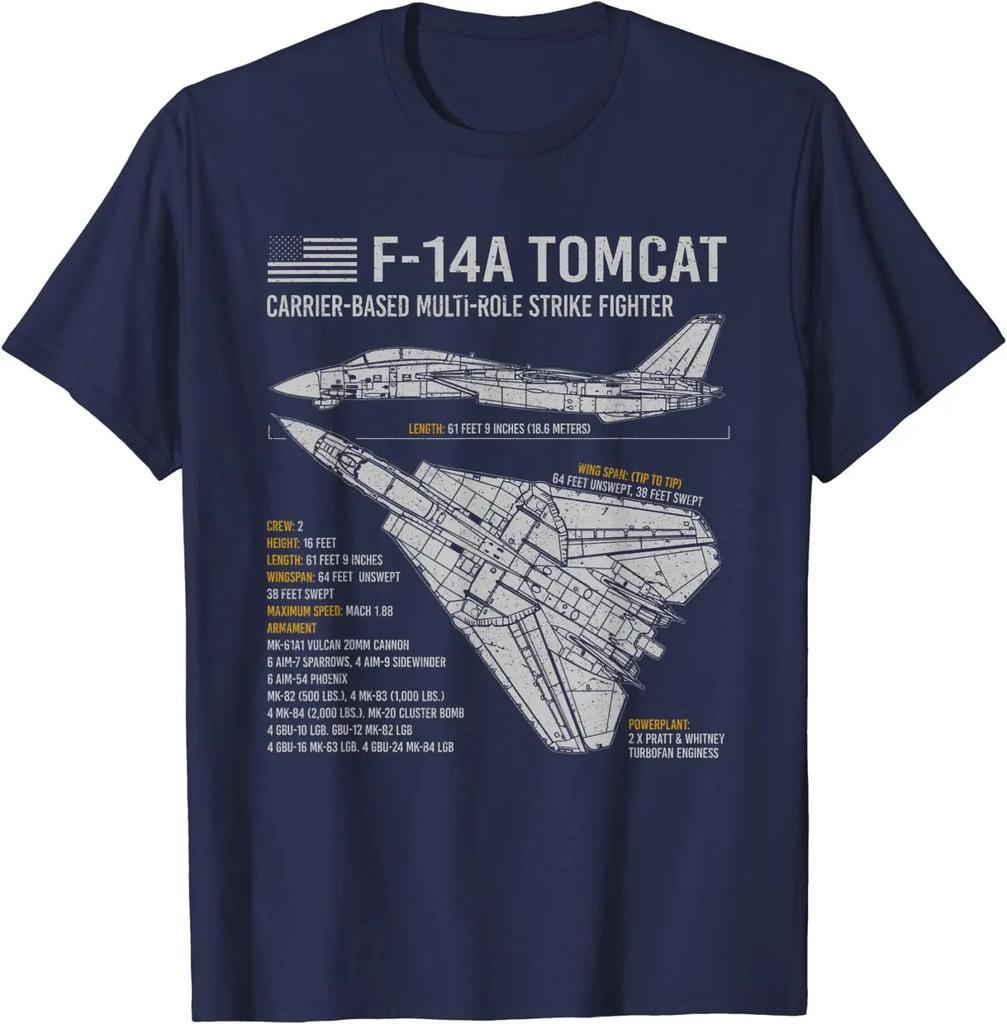 2025 F-14 Tomcat F14 Aircraft Airplane Blueprint Schematic Men T-Shirt Short Sleeve Casual Tees Cotton O-Neck Summer Shirt Tops