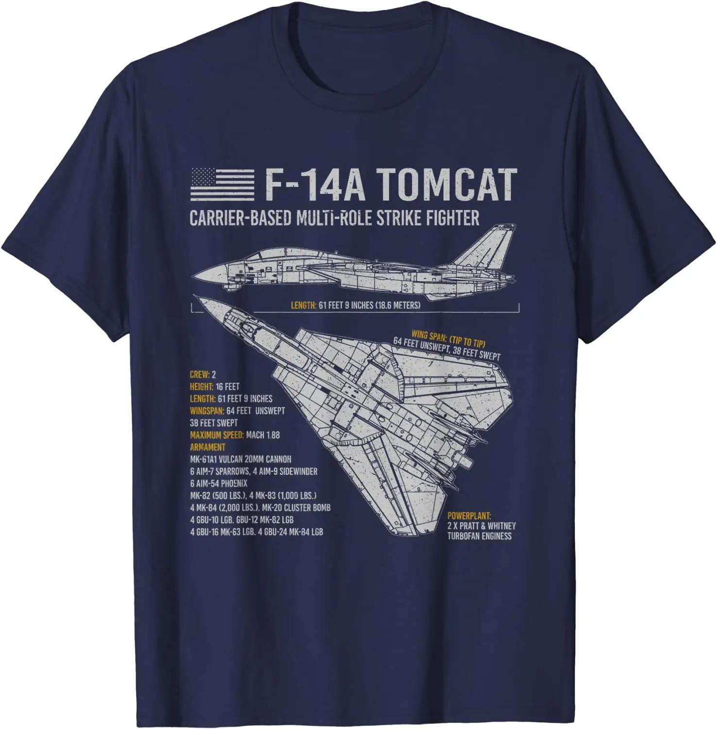 

2025 F-14 Tomcat F14 Aircraft Airplane Blueprint Schematic Men T-Shirt Short Sleeve Casual Tees Cotton O-Neck Summer Shirt Tops S