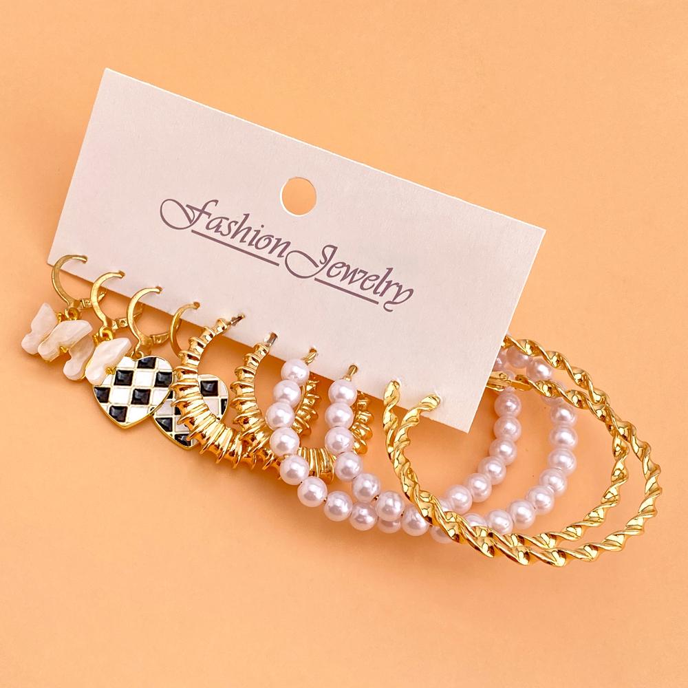 2022 Neues Ohrring-Set Schmetterling Liebe Karo Mädchen Mode Luxus Elegant Ohrstecker Temperament Damen Exquisites Geschenk Ohrring-Set