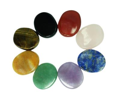 8-Piece Oval Chakra Stone Kit for Crystal Healing, Meditation, Reiki, Worry Stones, Palm, Thumb, and Pocket Stones (8 Oval Chakra Stones)