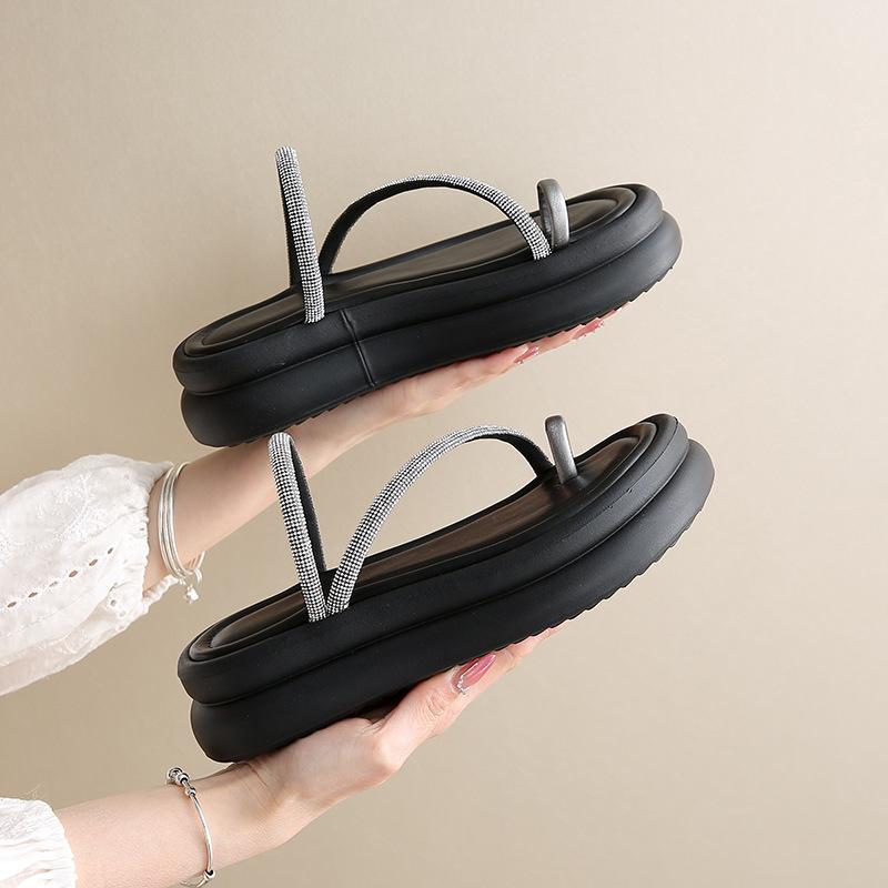 

TEH3812 rhinestone flat toe sandals women s 2025 summer outer wear niche fashion high-end design skirt 35