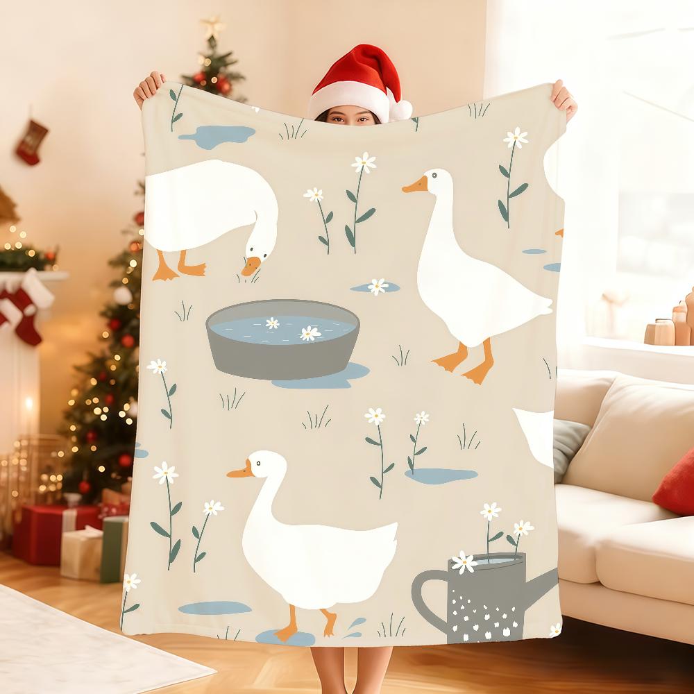 Stilvolle Gans Muster Decke Weiche Überwurfdecke für Zuhause Schlafzimmer Bett Sofa Picknick Reise Büro Ruhe Abdeckung Decke Geschenk