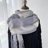 Vintage Striped Light Green Beige Winter Warmth Windproof Scarf for Men and Women, Dry Clean Only, Tassel Edges, Soft Texture, Outdoor Cozy