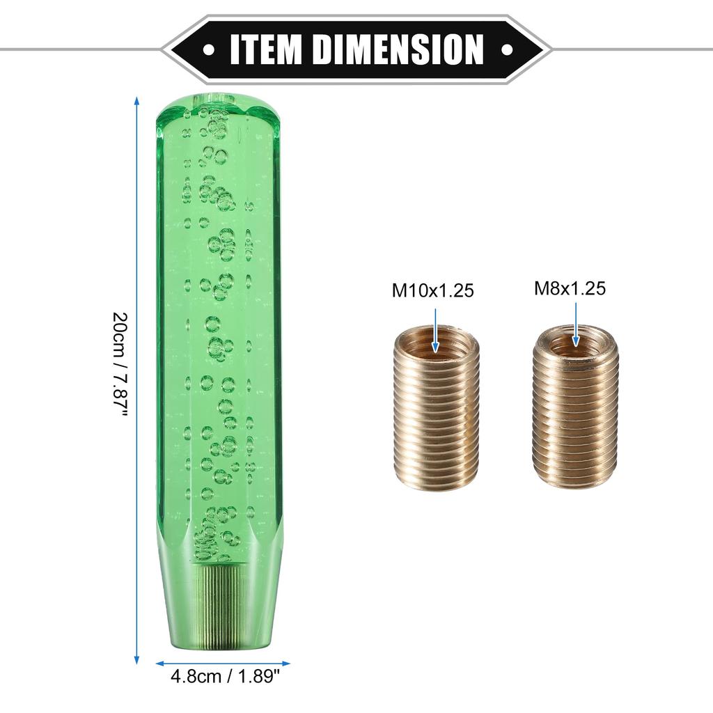ABSOPRO 20cm Clear Green Faux Crystal Bubble Gear Shift Knob Stick for Manual Transmission Durable Acrylic with Adapter Vehicles,