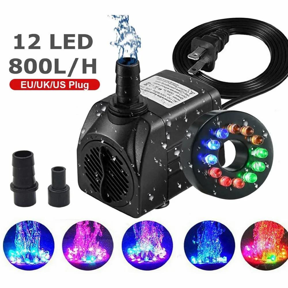 D5 Submersible Water Pump With 12 Led 15w Underwater Lights Noise Reduction Fountain Swimming Pool Pond Tank Electric Water Pump