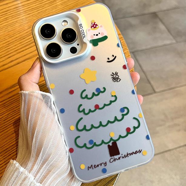 Applicable to Apple 11/11pro mobile phone case simple Xiaomi large hole colored silver Huawei autumn and winter mate line Christmas tree
