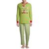 Ensemble de pyjama de Noël à manches longues pour homme avec haut à imprimé graphique et pantalon rayé Vêtements de nuit doux et confortables pour la saison des fêtes