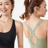 "Seamless Wire-Free Sports Bra: Perfect for Leisure, Fitness, Yoga, Running, with Anti-Shock Cushioning and Stylish Hollow Back Design"