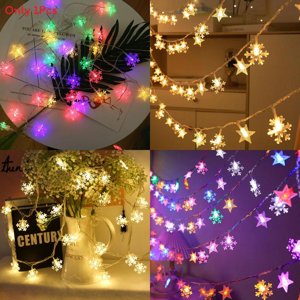 Stars Snowflakes Outdoor Solar Led String Lights For Holiday And Event Decoration