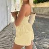 2-teiliges Damen-Outfit-Set, gerüschtes Kurzarm-Oberteil, Hose mit weitem Bein, Trainingsanzug-Sets