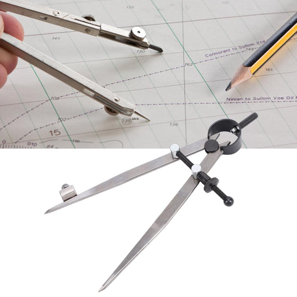 6 Inch Leather   Creaser with Pencil Holder   Spacing Spring Wing Divider Caliper for Woodworking Drafting
