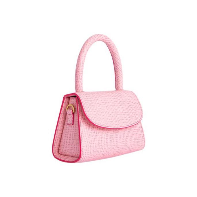By Far Mini Croco Vintage Embossed European Fashion Magnetic Closure Leather Handbag Shoulder Bag Small Women handbags Pink 21FWMINAVNESMA