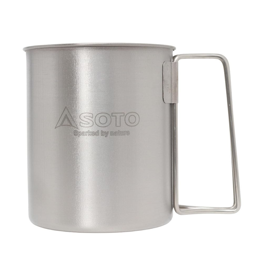 SOTO Titanium Mug 450ml Ultra Light 53g Thickness Folding Handle Made In Japan Camping Outdoor Cup Mug 0.3mm SOD-532