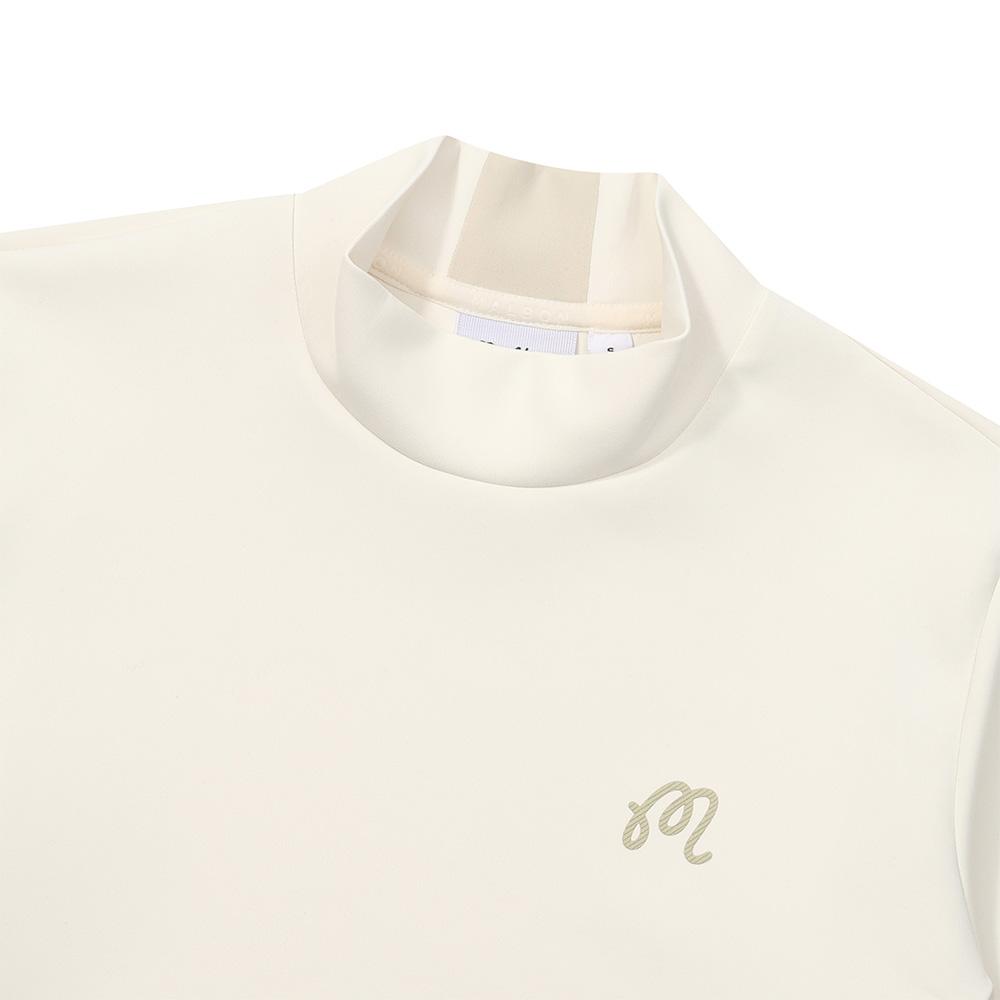 MALBON GOLF Women'S Semi-Over Mock Neck T-Shirt Cream (Woman)