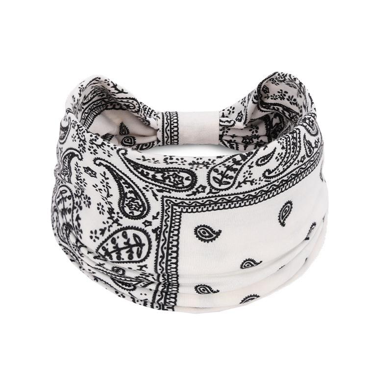 Women's Paisley Sport Yoga Headband - Sweat-Absorbing, Elastic Cotton, Bohemian Style