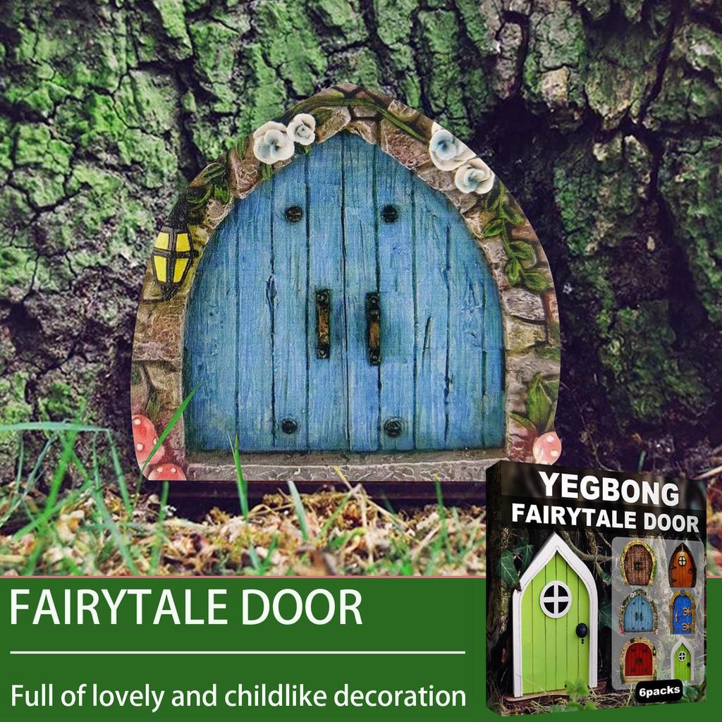 Yegbong garden decoration fairy door garden tree decoration wooden miniature gnome decoration fairy door