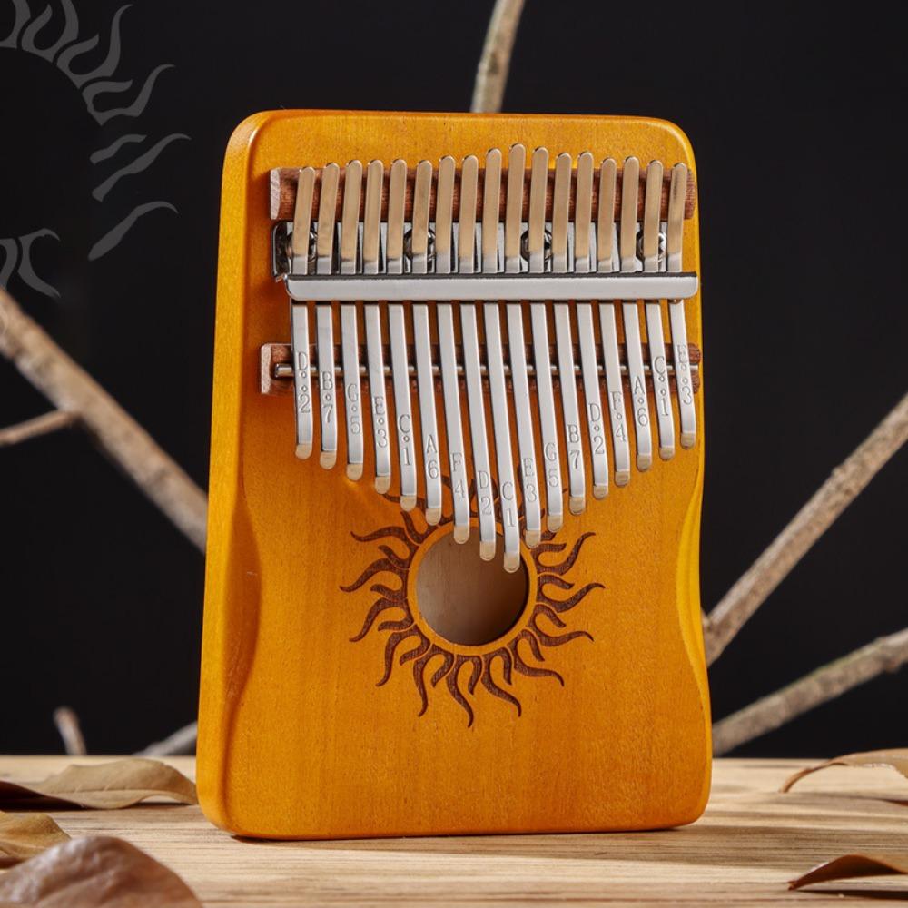 

Tune Hammer Kalimba Thumb Piano Stress Relief Musical Instrument New Mbira Finger Piano Gifts Yellow-17 keys