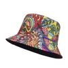 2027 NOUVEAU Chapeau Bob Large à Bord Personnalisé KJ Imprimé Réversible Unisexe Chapeau Bob Imprimé All Over en Polyester Avec Étiquette de Marque Privée