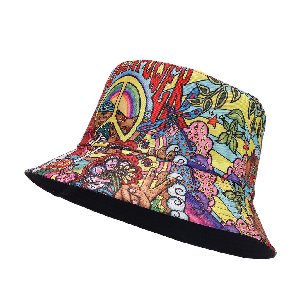2027 NOUVEAU Chapeau Bob Large à Bord Personnalisé KJ Imprimé Réversible Unisexe Chapeau Bob Imprimé All Over en Polyester Avec Étiquette de Marque Privée