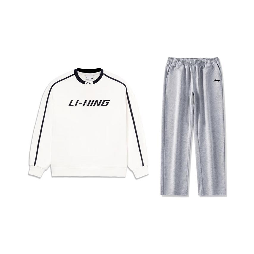 

Толстовка пуловер с круглым вырезом и принтом логотипа Li Ning в американском винтажном стиле, трендовая, универсальная, повседневный спортивный костюм, унисекс, AWDU941-2+AKLU881-2