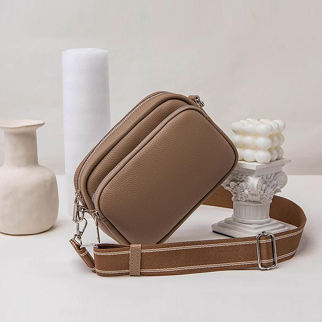 New Lychee Pattern Small Square Bag Comfortable Weaving Strap Style Wide Shoulder Strap Small Bag Single Shoulder Crossbody Bag