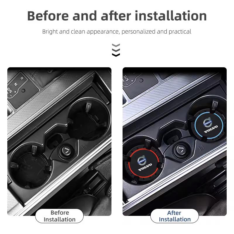2PCS Car Coasters Water Cup Slots Non-Slip Mat Waterproof Cup Pad For Volvo XC90 XC60 V50 S60 V70 V60 V40 S90 olestar AWD XC40 S