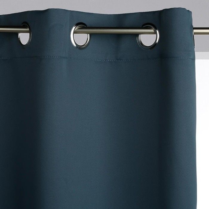 Lot De 2 Rideaux Occultants "Odélie" Bleu Canard 135x240cm - Atmosphera Createur D'interieur